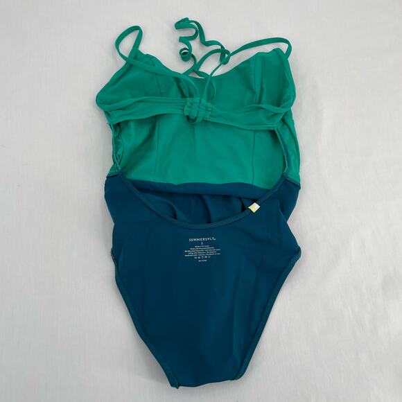 Summersalt The Swan Dive Green Teal Seaglass Seaweed Keyhole One Piece Swimsuit - Picture 11 of 13